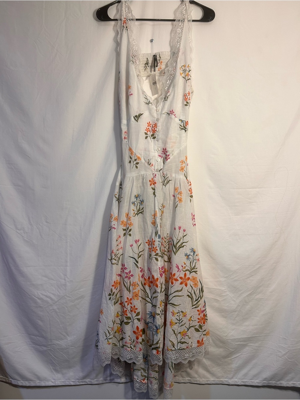 Anthropologie White Floral Lace-Trim Maxi Dress - Picture 1 of 7